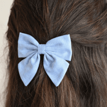 Bow tie hair slide oxford blue