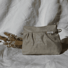 Mini Pleated clutch bag golden linen