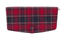 Flap of shoulder bag tartan rouge