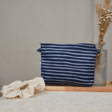 Tiny coton clutch bag striped silver dark blue