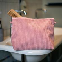 Cosmetic bag with flap blush pink corduroy