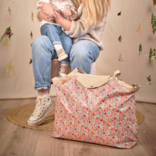 Tote bag with a zip porcelaine rosée