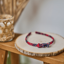 Thin headband tartan rouge