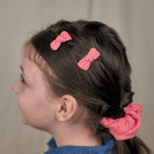 Small bows hair clips gaze pois or rose sorbet