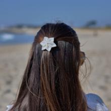 Star flower hairslide white sequined