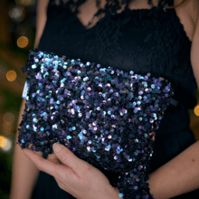 Coton clutch bag purple black sequin