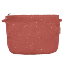 Coton clutch bag gaze pois or rose blush