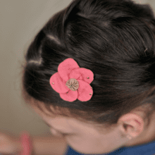 Flower petal hair slide small  gaze pois or rose sorbet