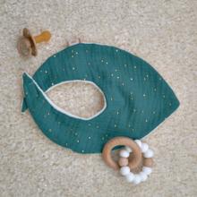 bandana bib gaze pois or eucalyptus