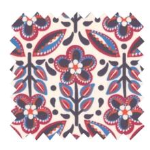 Cotton fabric ex2474 blue red folkflower