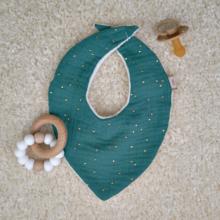 bandana bib gaze pois or eucalyptus