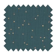 Cotton Fabric gaze pois or vert canard