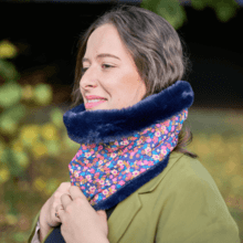 Adult Fur scarf snood hippie fleurie