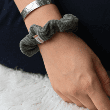 Small scrunchie khaki corduroy