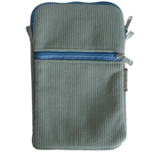 Quilted phone pocket velours côtelé vert lagon