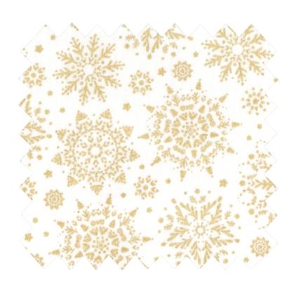 Cotton fabric ex2449 ecru gold christmas snowflake