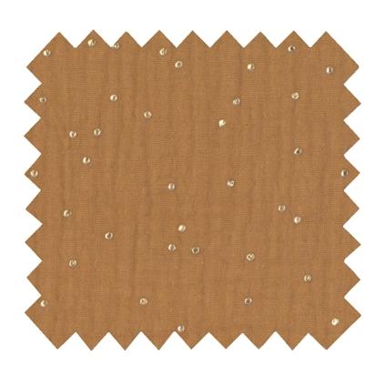 Cotton Fabric gaze pois or caramel