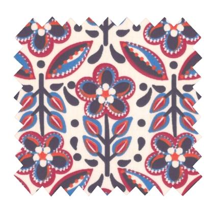 Cotton fabric ex2474 blue red folkflower